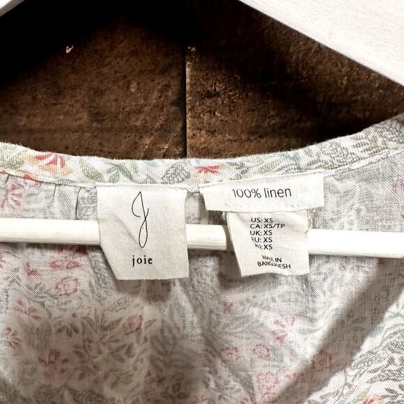 Joie 100% Linen Tiered Floral Mini Dress V-Neck XS flowy - Picture 5 of 7